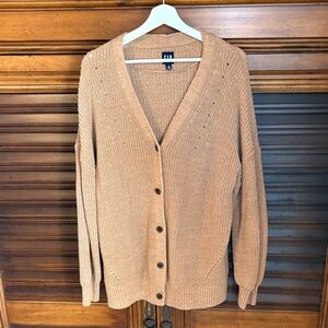 GAP large TALL Tan Button-Up Women's Cardigan